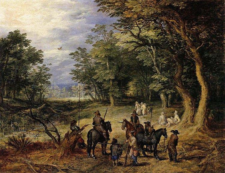 Jan Brueghel Guards in a Forest Clearing oil painting picture